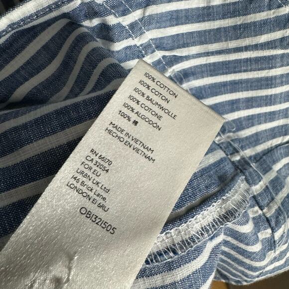 Free People Jess Oversized Shirt Dress Striped Blue Button Front Tie Women's XS - Picture 15 of 15